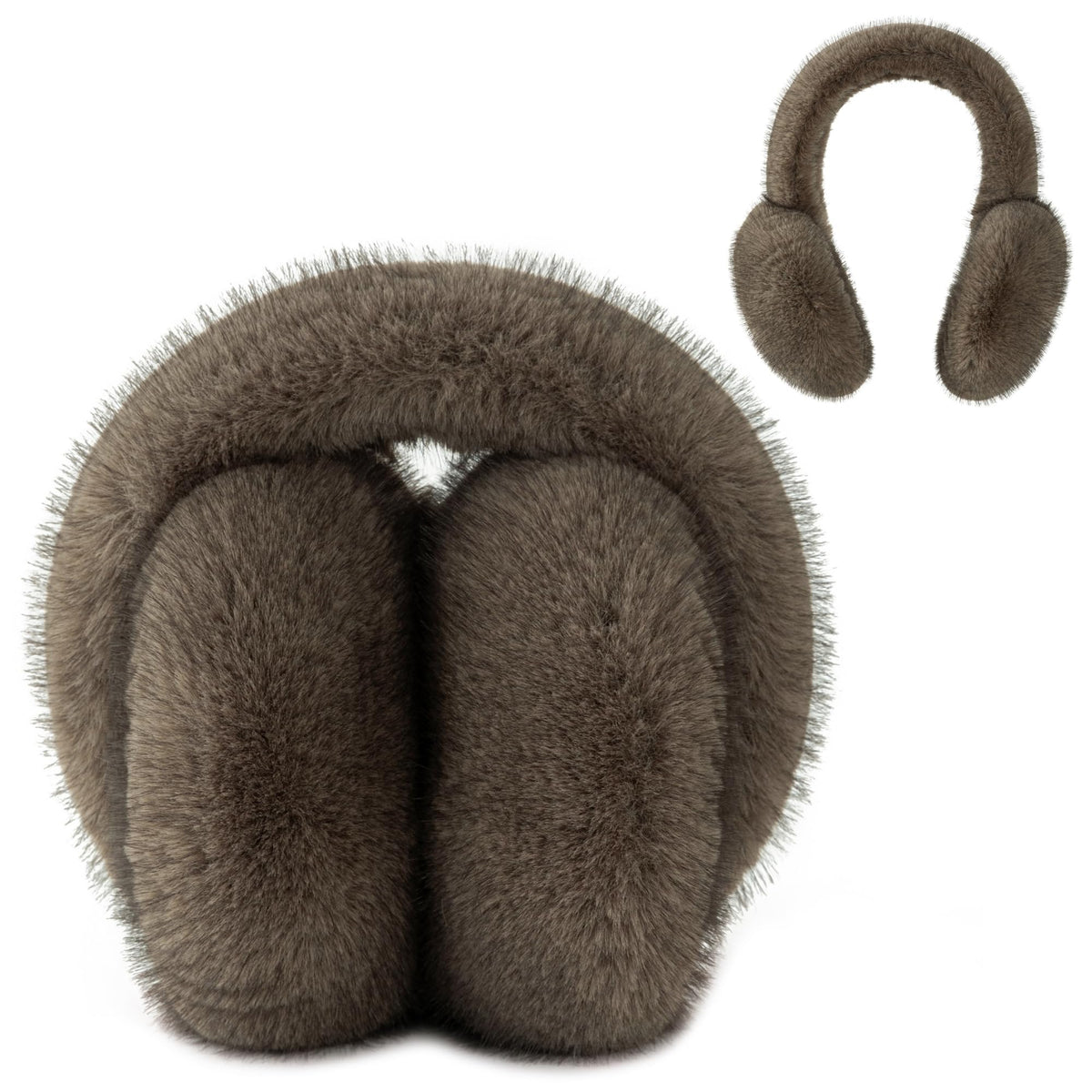 Flammi F Women's Earmuffs Winter, Plush Faux Fur Foldable Ear Warmers for Cold Weather, Ear Covers for Outdoor Sports, Skiing