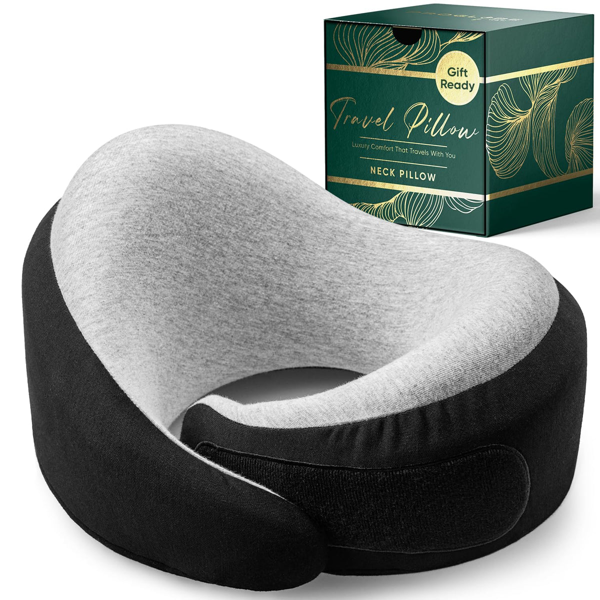 Proglobe Travel Neck Pillow for Airplanes, Long Haul Flight Kit, Grey