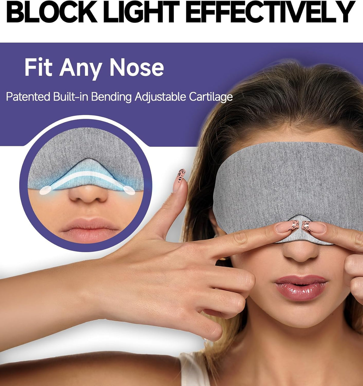 Mavogel Cotton Sleep Eye Mask, Light Blocking with Adjustable Nose Bridge