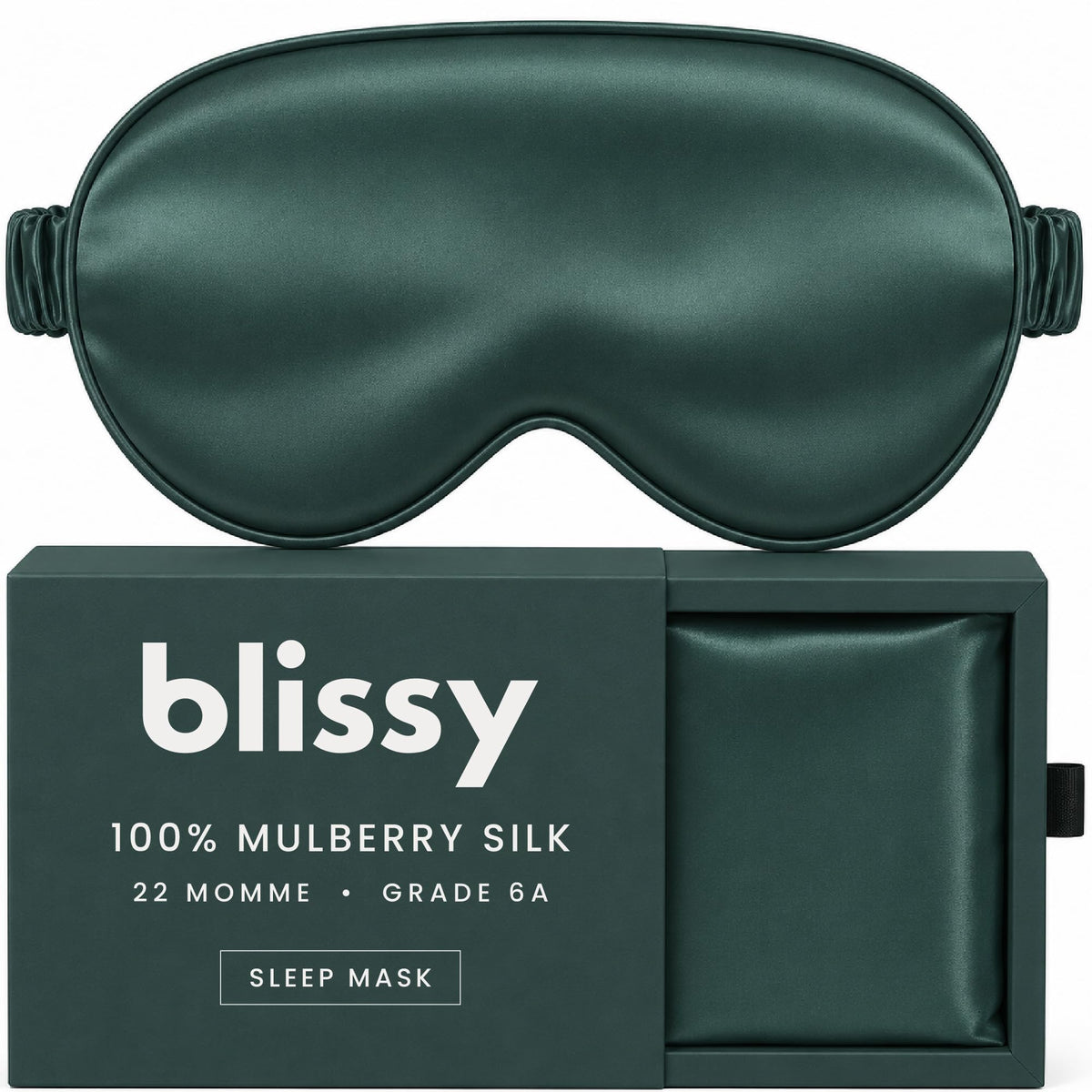 Blissy Silk Sleep Mask - Eye Sleeping Mask for Women & Men for Total Blackout - 100% Pure Mulberry Silk, 22 Momme 6a Fibers - Blindfold Sleep Mask Side Sleeper Eye Cover (Non Adjustable)