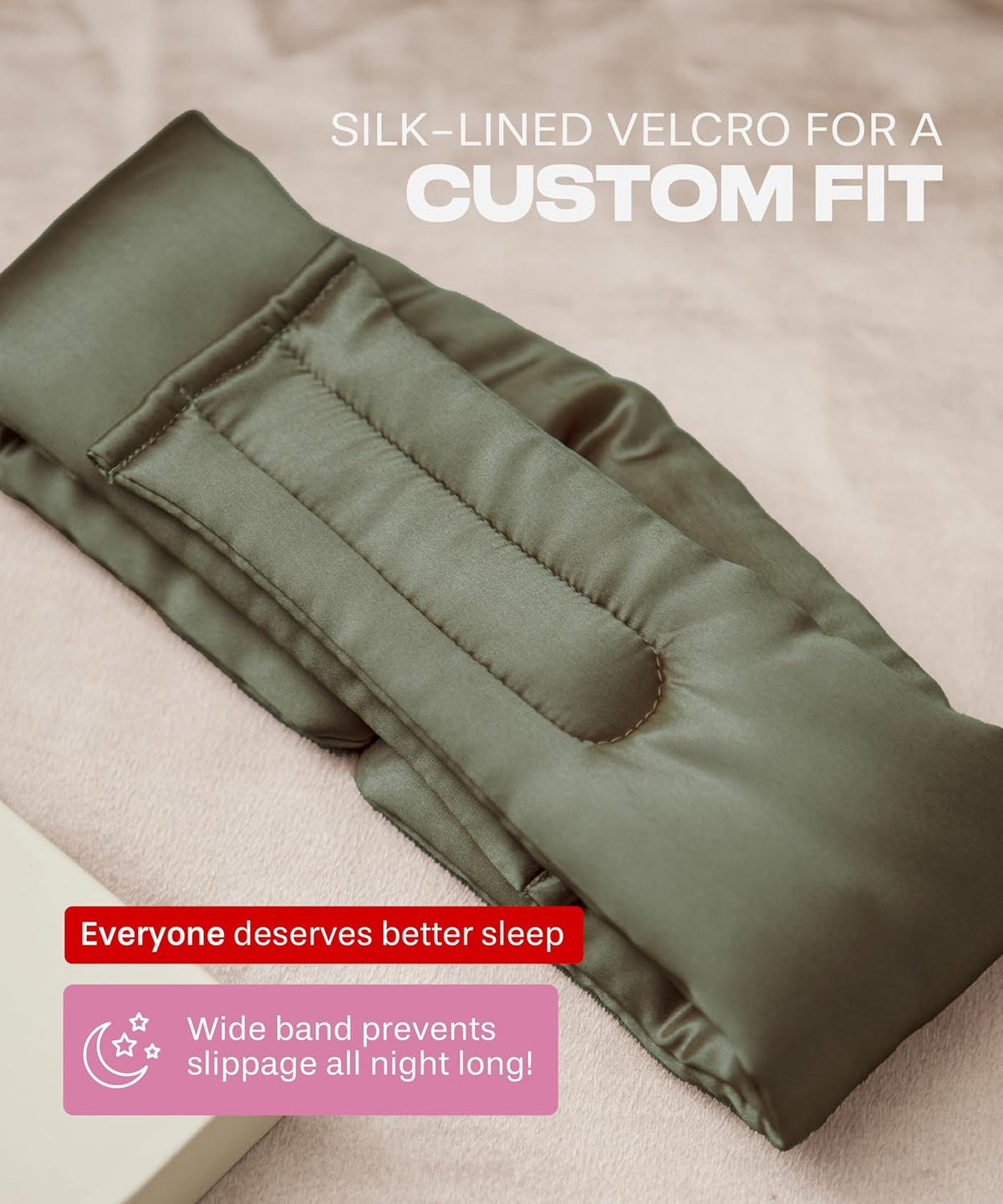 SUNDAYSILKS Silk Sleep Mask, Silk Eye Mask for Sleeping, Women & Men, Olive