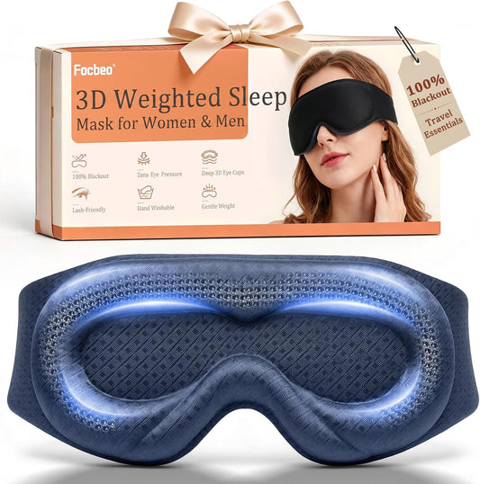 3D Weighted Eye Mask for Sleep & Airplane Travel, 100% Blackout Sleep Mask