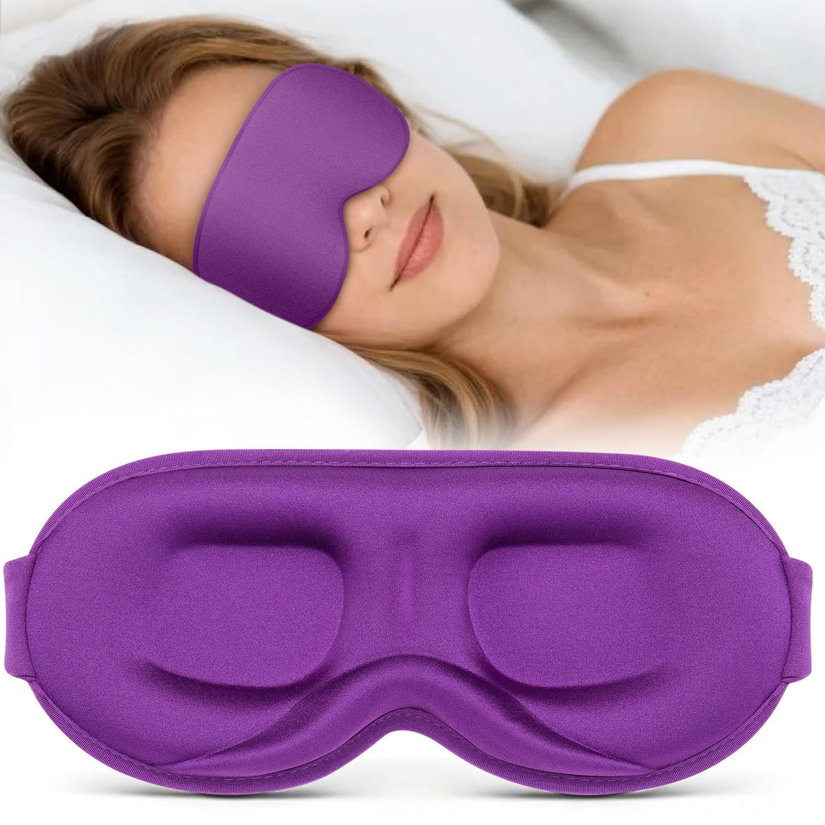 Vynix® Sleep Mask for Men Women - 100% Blackout Eye Masks for Sleep - 3D Soft Sleeping Mask for Side Sleepers - Zero Pressure Lash Extensions Eye Cover Shade for Airplane Travel Essentials, Black