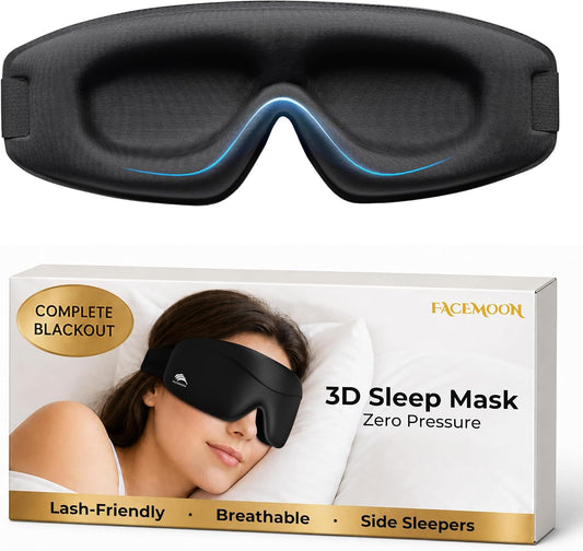 Sleep Mask for Men Women: 100% Blackout 3D Eye Mask for Sleeping Black