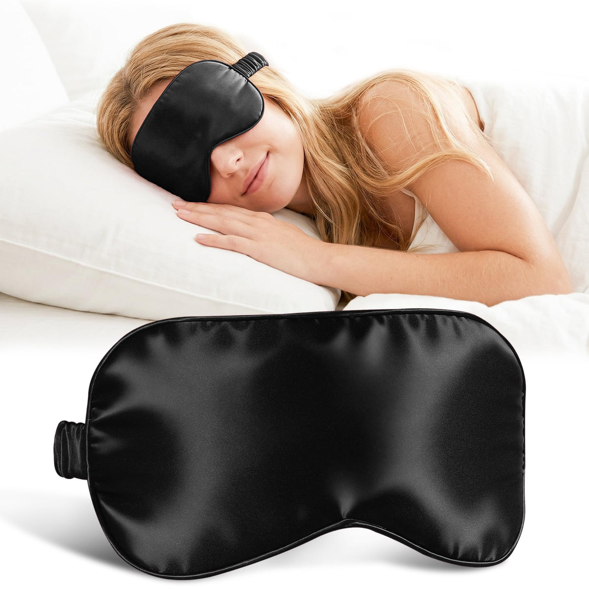 ZLYC 100% Mulberry Silk Sleep Mask Light Blocking Blindfold, Solid Beige