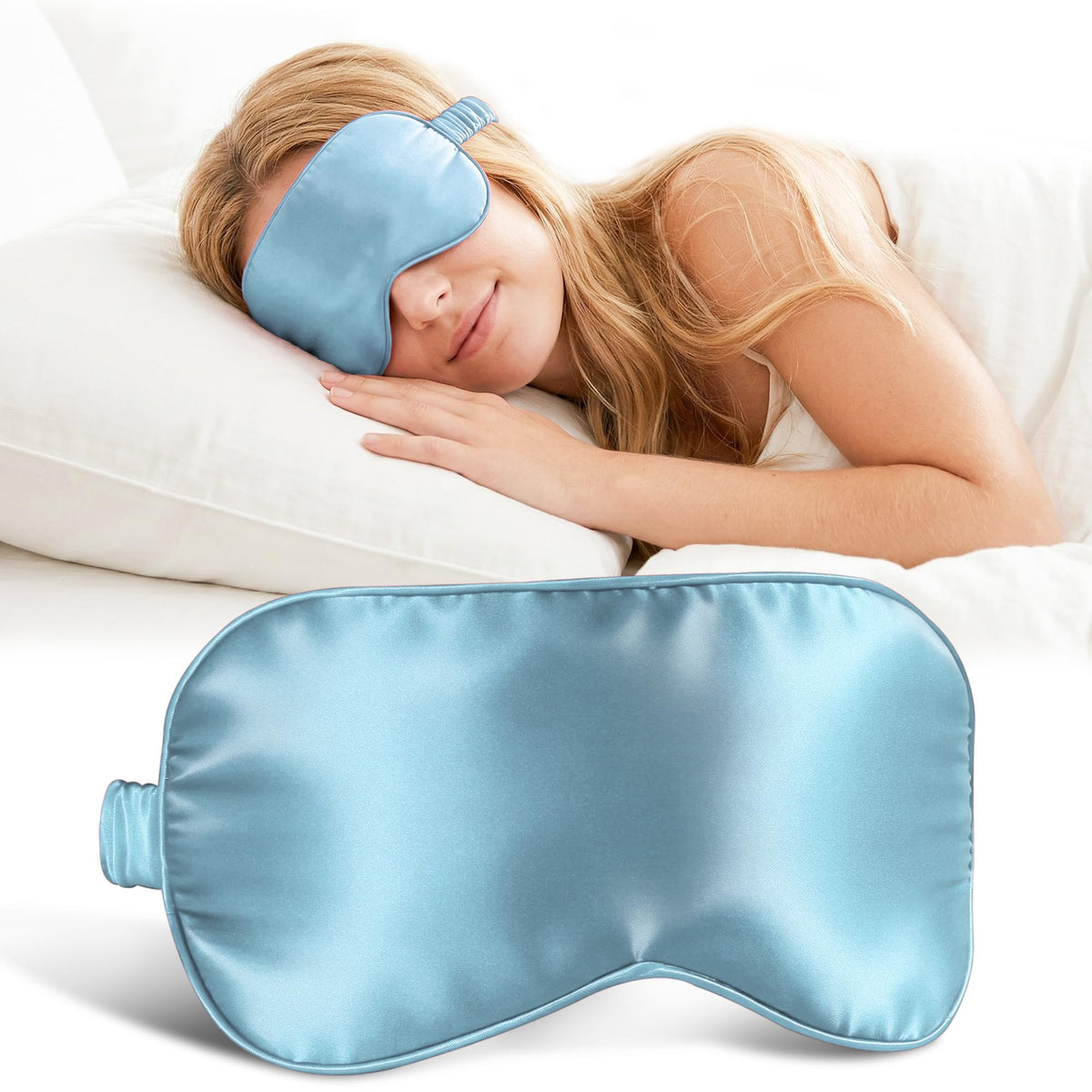 ZLYC 100% Mulberry Silk Sleep Mask Light Blocking Blindfold, Solid Beige
