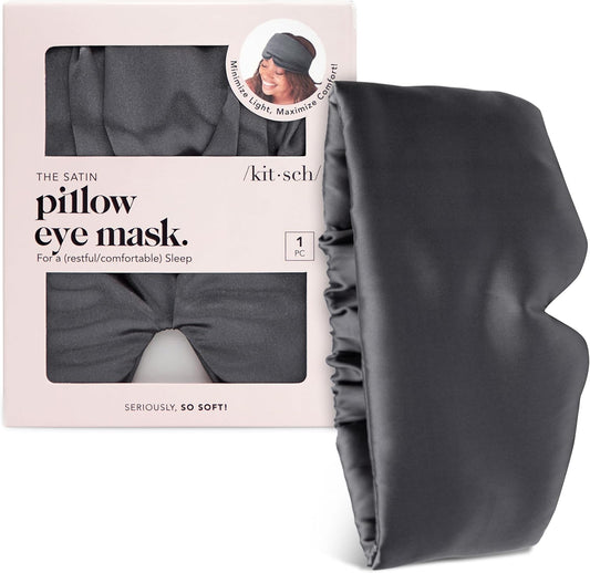 Kitsch Satin Sleep Mask | Eye Masks for Sleep - Charcoal Black