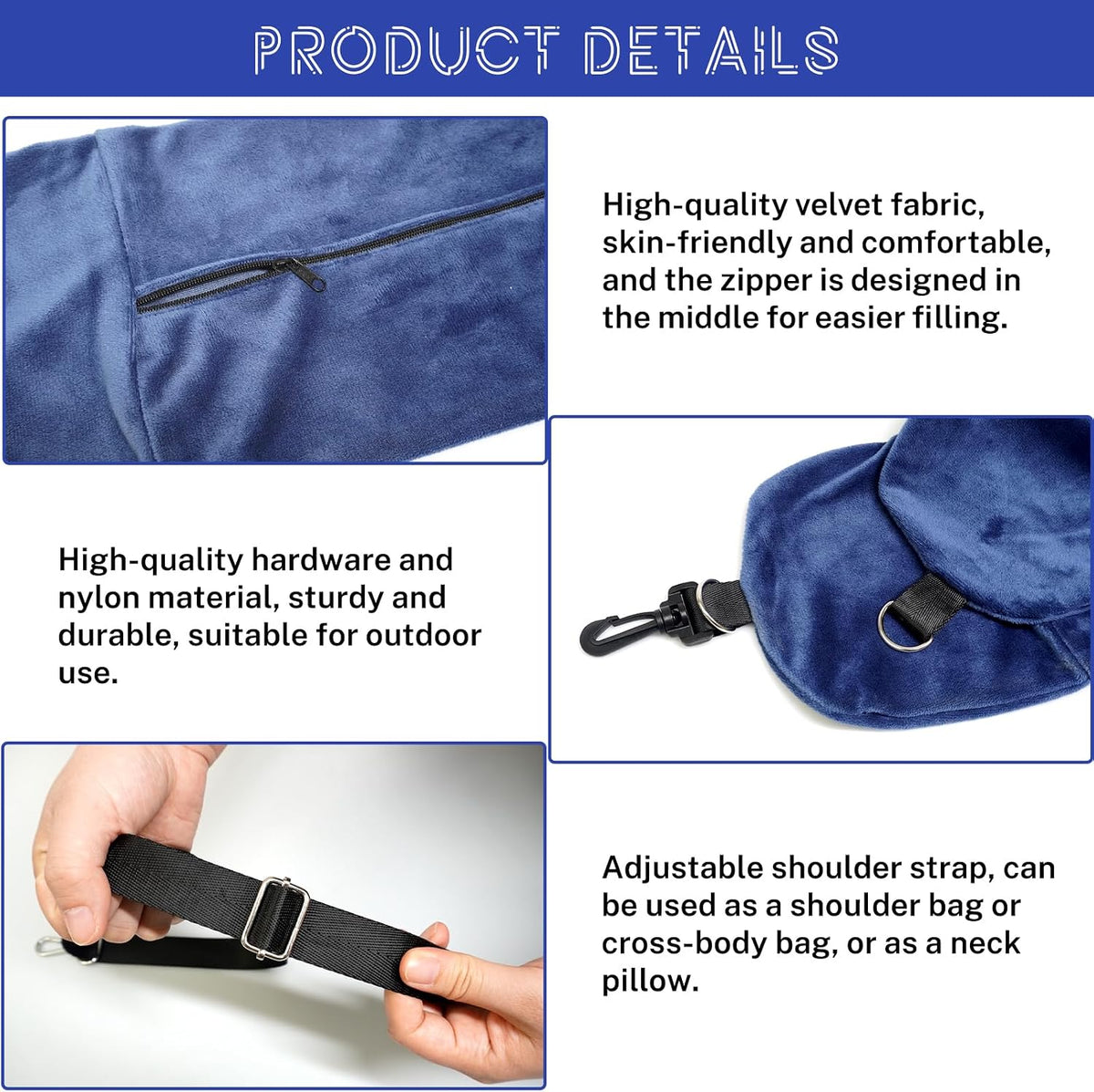 1/2PCS Travel Pillow Stuffable with Clothes As Carry-On Luggage Fits Up to 3 Days of Travel Essentials, Multifunctional U-Shaped Pillowcase for Business, Trip, Outdoor (1PCS-Black)