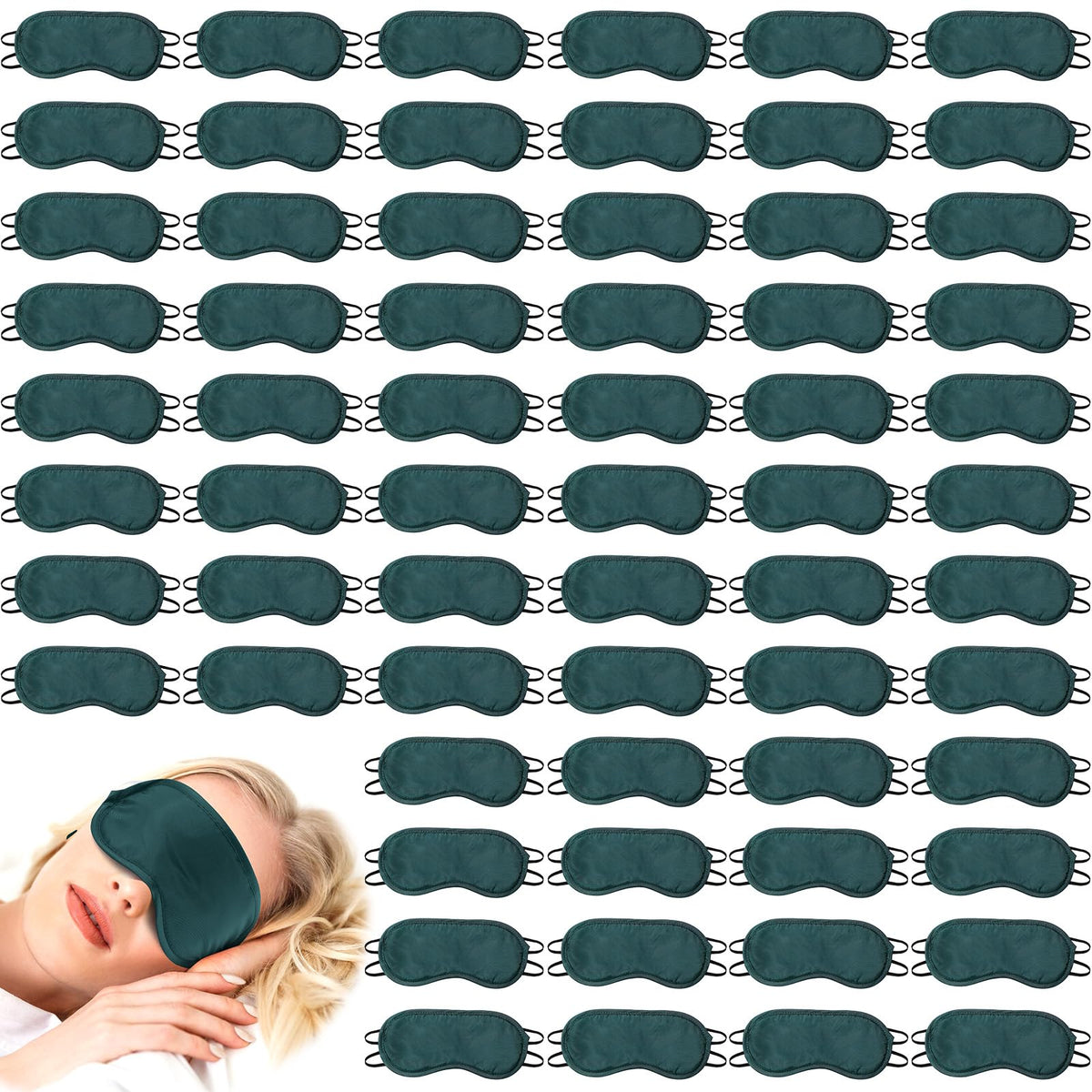 Tarpop 100 Pcs Eye Masks Adjustable Sleeping Mask, Dark Green