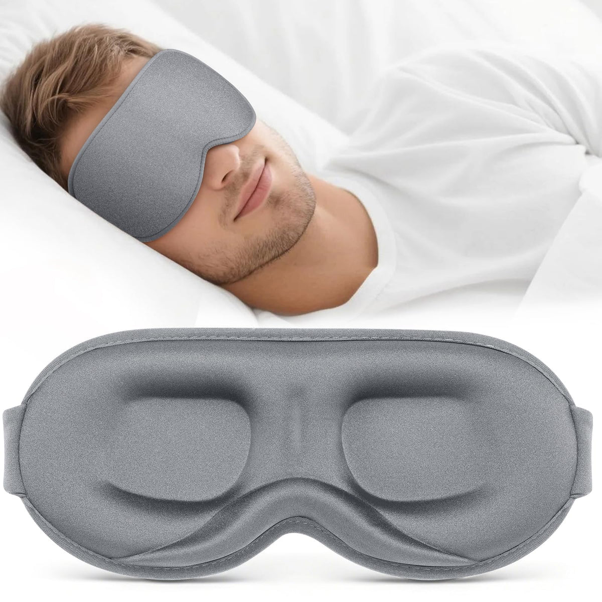Vynix® Sleep Mask for Men Women - 100% Blackout Eye Masks for Sleep - 3D Soft Sleeping Mask for Side Sleepers - Zero Pressure Lash Extensions Eye Cover Shade for Airplane Travel Essentials, Black