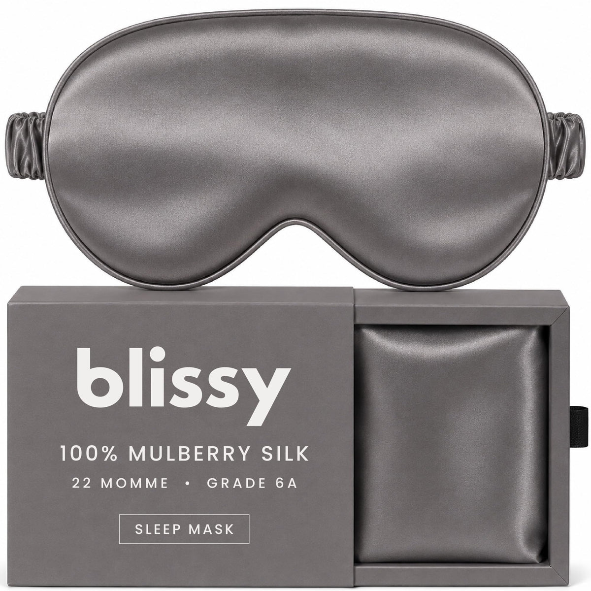 Blissy Silk Sleep Mask - Eye Sleeping Mask for Women & Men for Total Blackout - 100% Pure Mulberry Silk, 22 Momme 6a Fibers - Blindfold Sleep Mask Side Sleeper Eye Cover (Non Adjustable)