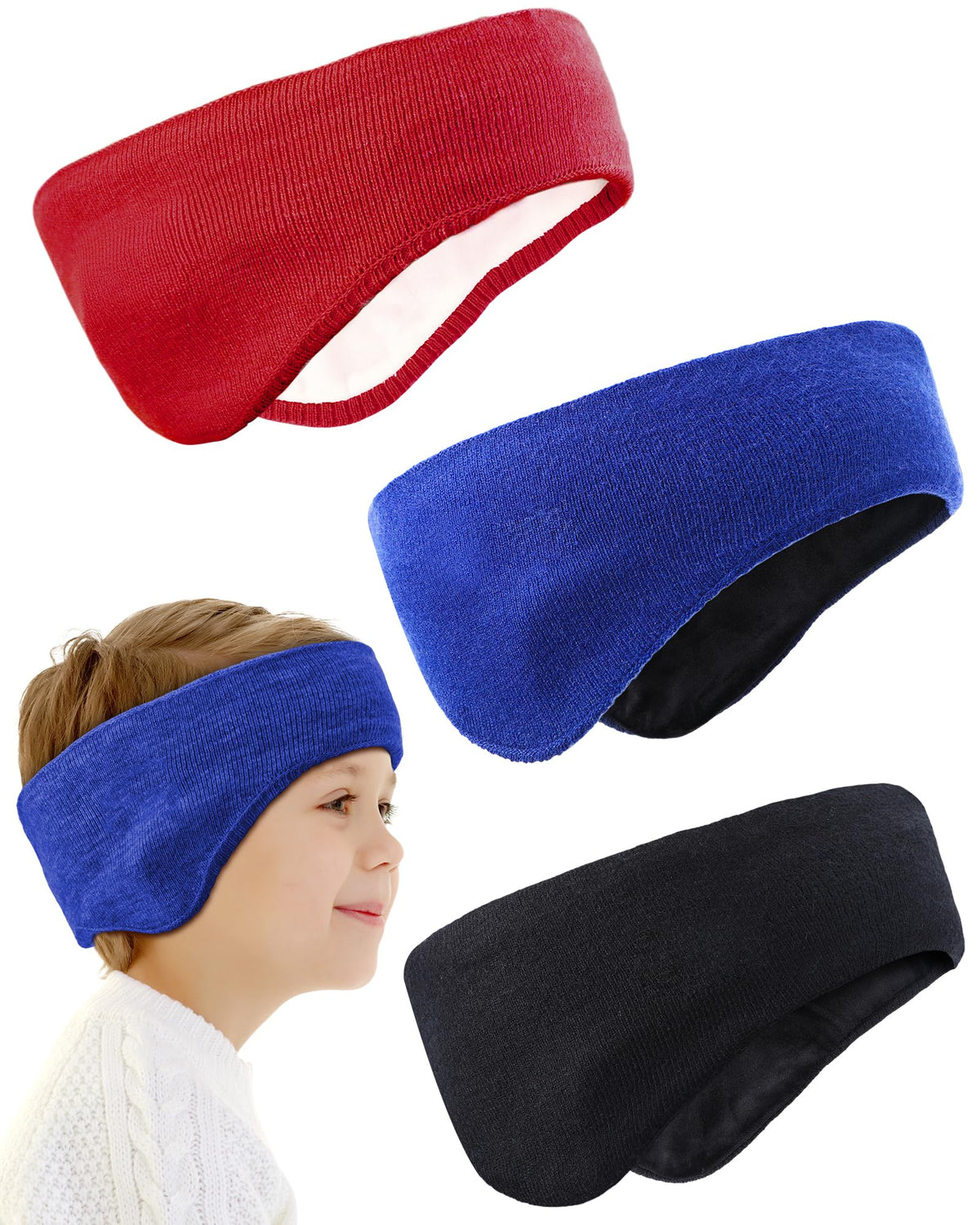 JenPen 3 Pcs Double-layer Ear Warmer Headbands for Kids