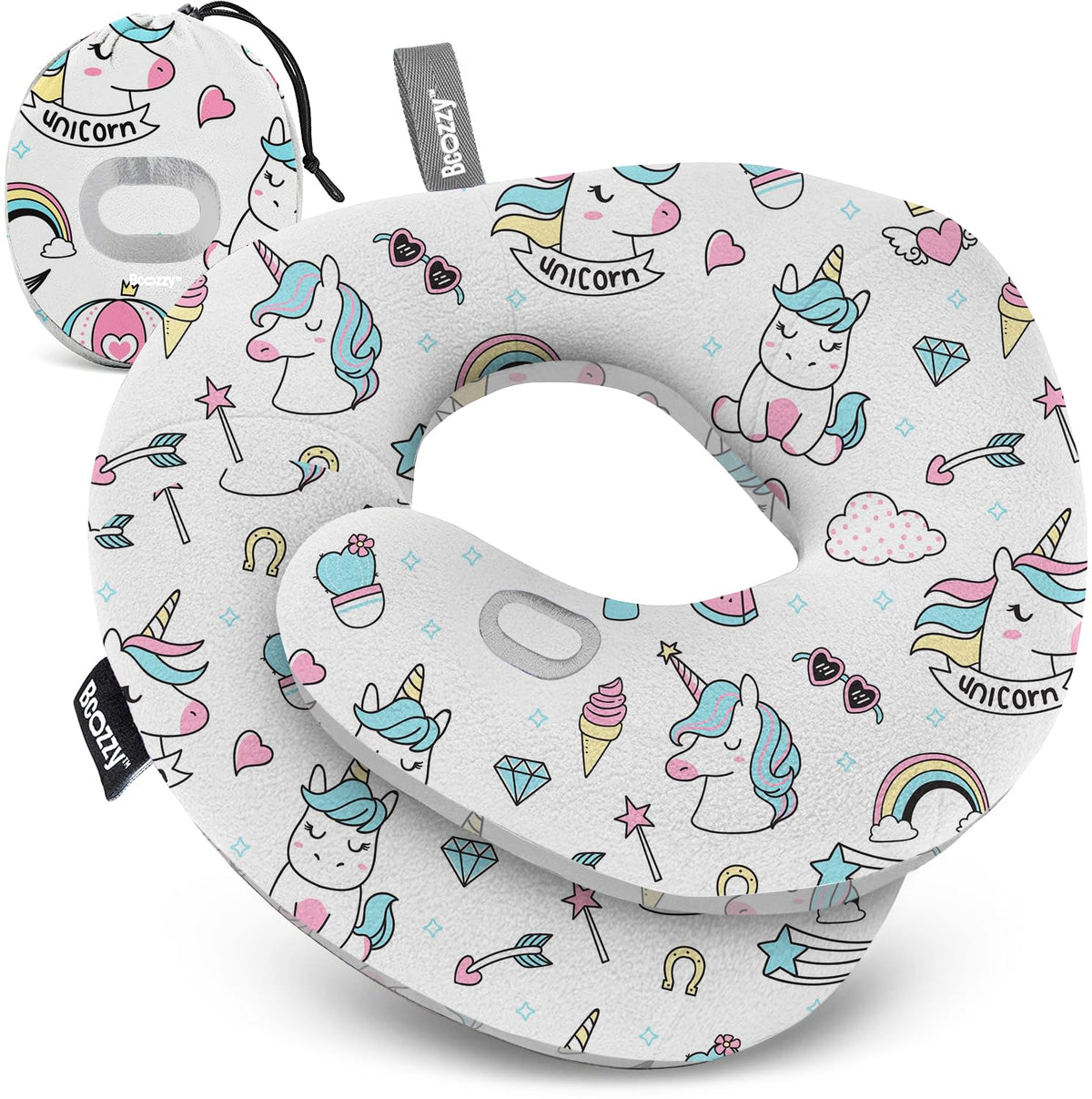 BCOZZY Travel Neck Pillow for Airplane - Patented Head, Neck & Chin Support. Soft, Adjustable Pillow for Comfortable Resting on Long Flights, Car Rides & Recliners. Washable, Carry Bag, Large, Navy
