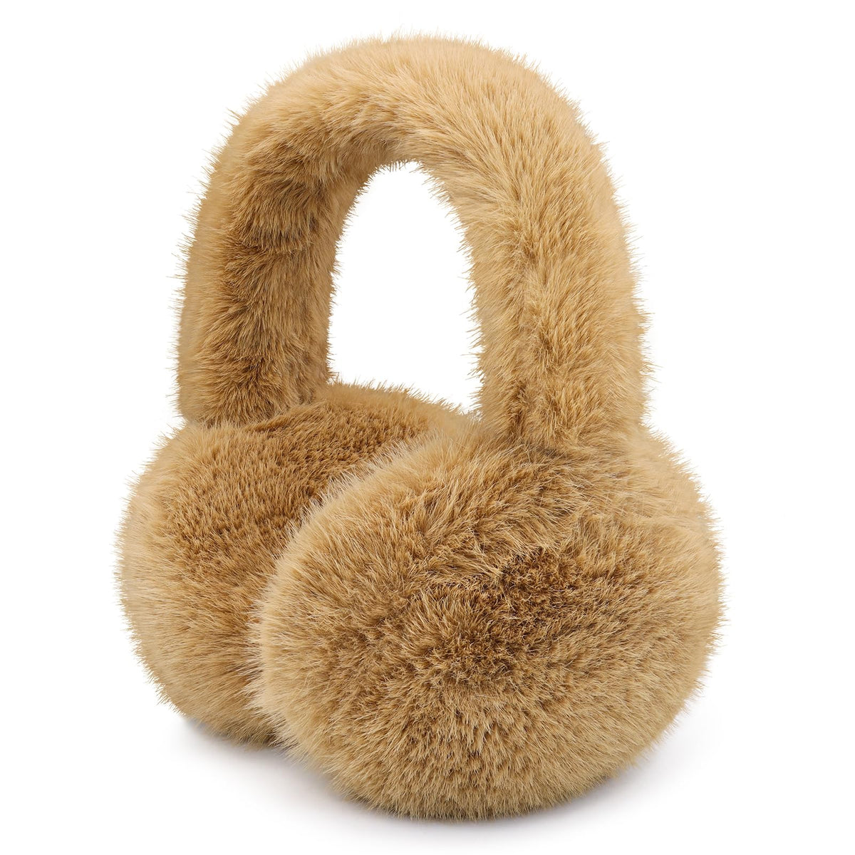 Winter Ear Muffs for Women Girls Faux Fur Cute White Earmuffs Fluffy Ear Warmers Foldable Ear Covers Outdoor