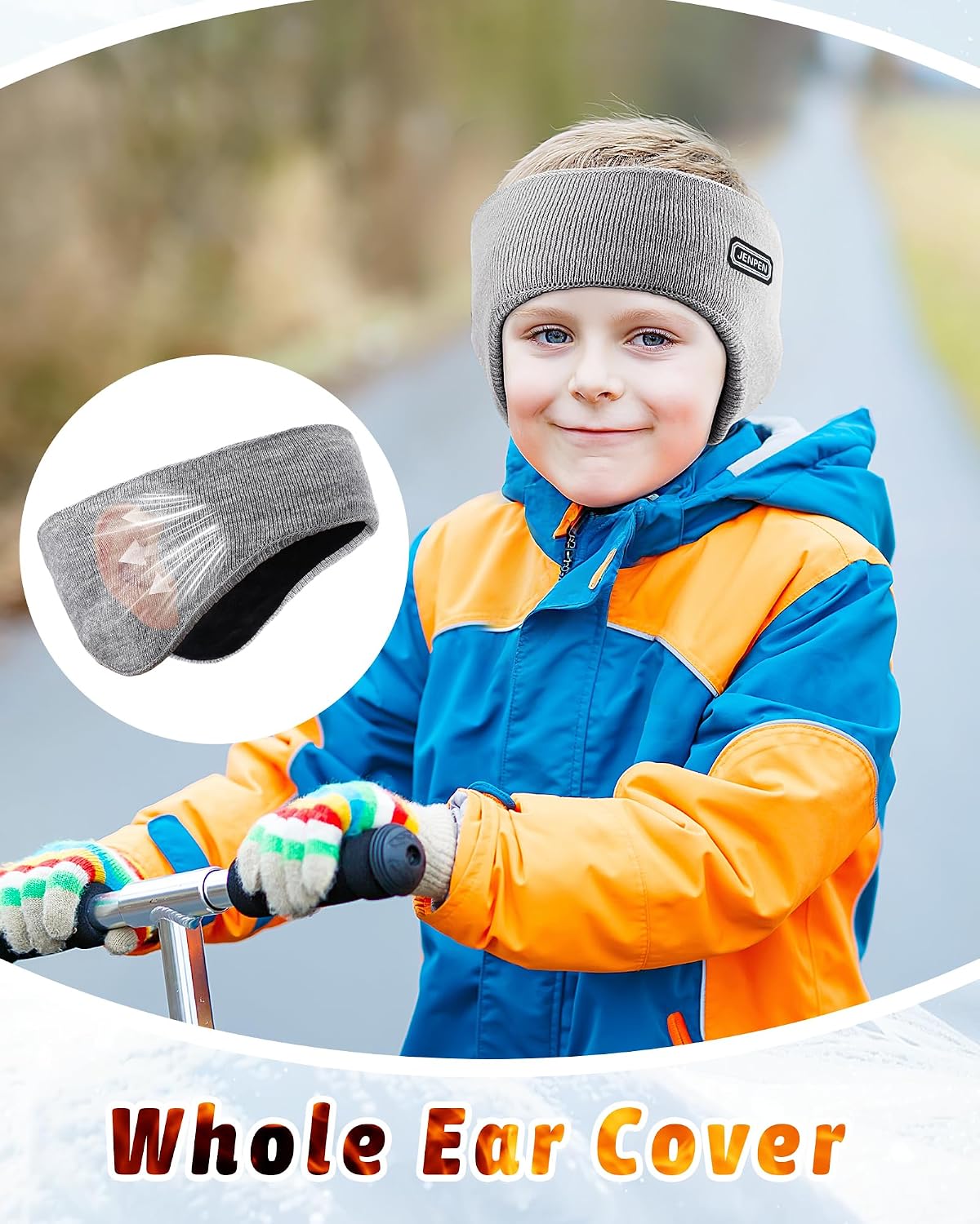 JenPen 3 Pcs Double-layer Ear Warmer Headbands for Kids