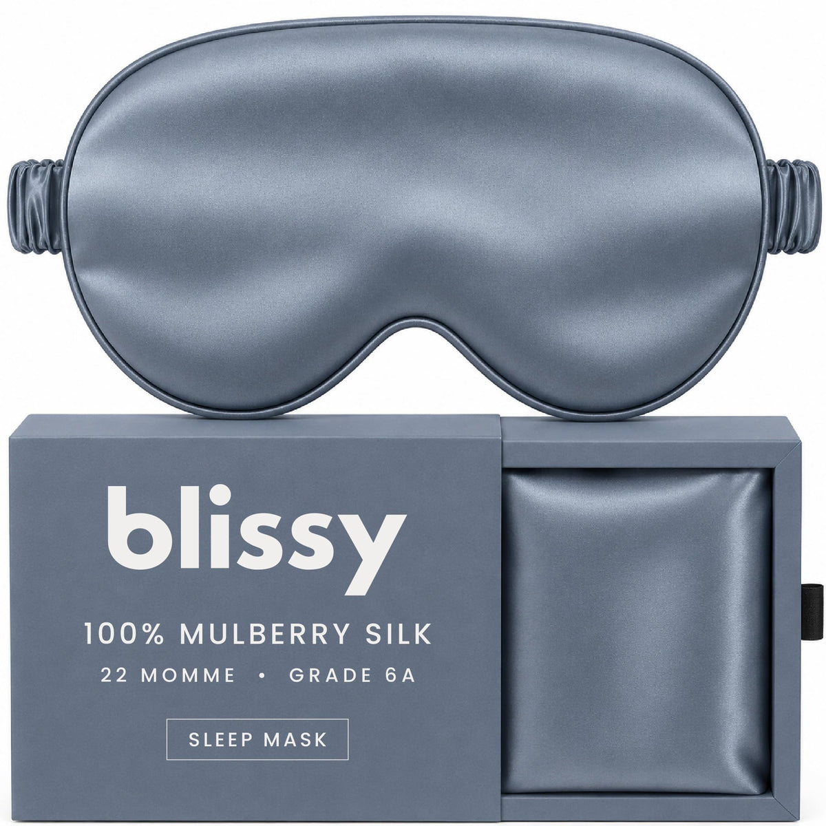 Blissy Silk Sleep Mask - Eye Sleeping Mask for Women & Men for Total Blackout - 100% Pure Mulberry Silk, 22 Momme 6a Fibers - Blindfold Sleep Mask Side Sleeper Eye Cover (Non Adjustable)