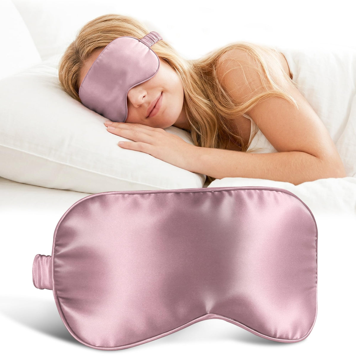 ZLYC 100% Mulberry Silk Sleep Mask Light Blocking Blindfold, Solid Beige