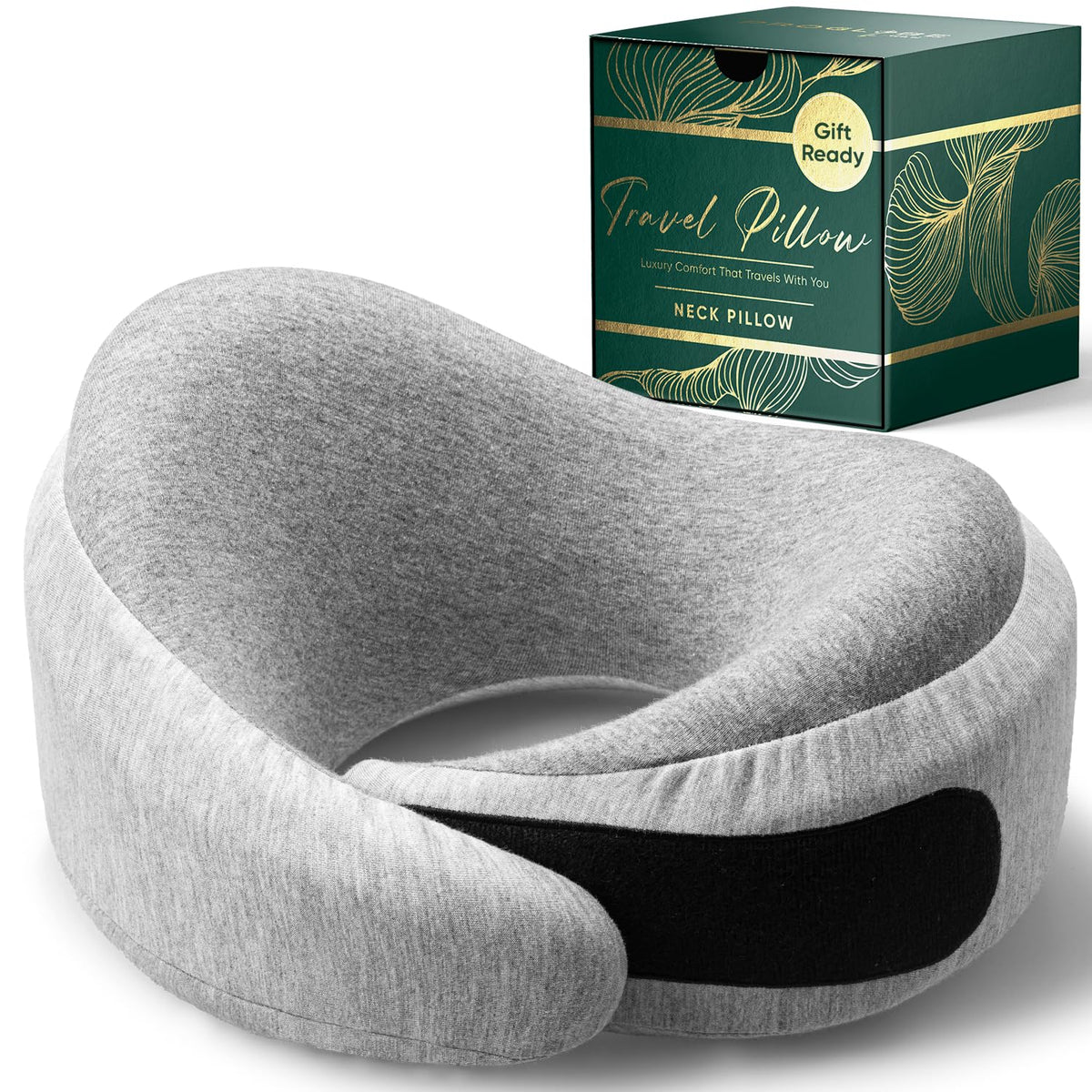 Proglobe Travel Neck Pillow for Airplanes, Long Haul Flight Kit, Grey