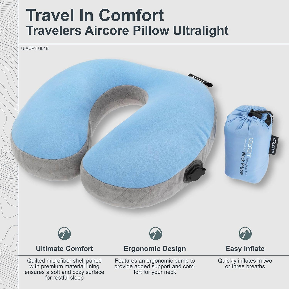 COCOON U-Shaped AirCore Travel Pillow - Light Blue