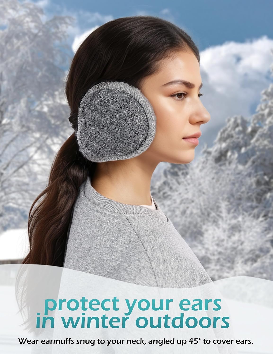 Surblue Unisex Warm Knit Earmuffs Ladies Outdoor Soft Cozy Winter Pure Color Fur Earwarmer