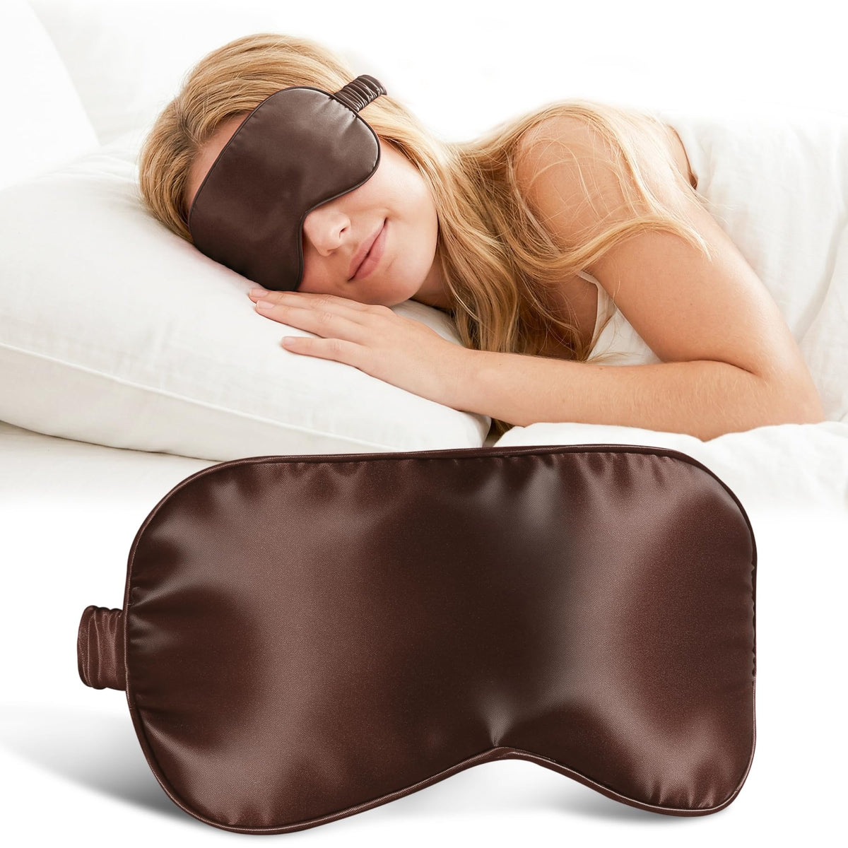 ZLYC 100% Mulberry Silk Sleep Mask Light Blocking Blindfold, Solid Beige