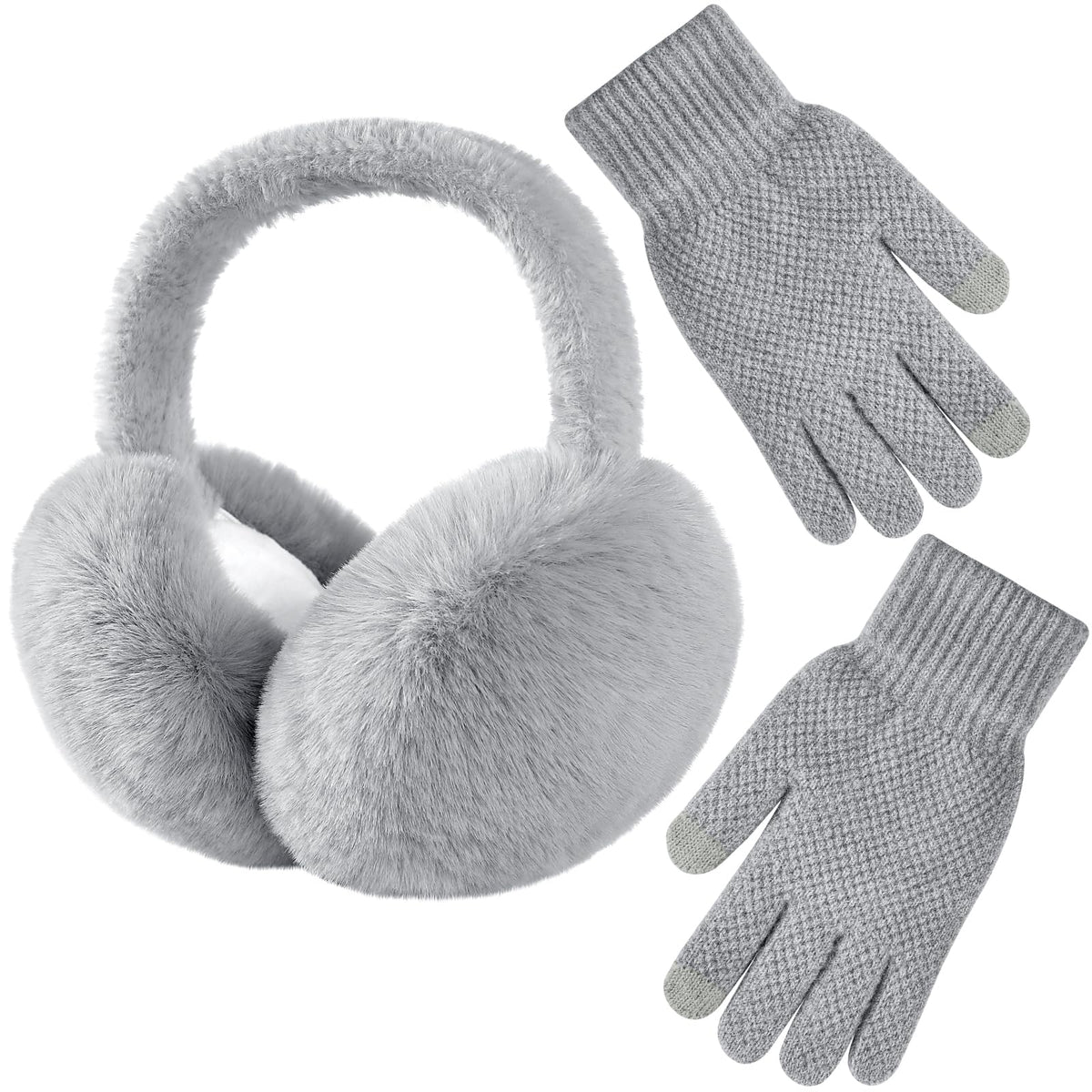 Pleneal Winter Foldable Ear Muffs with Touchscreen Gloves for Women