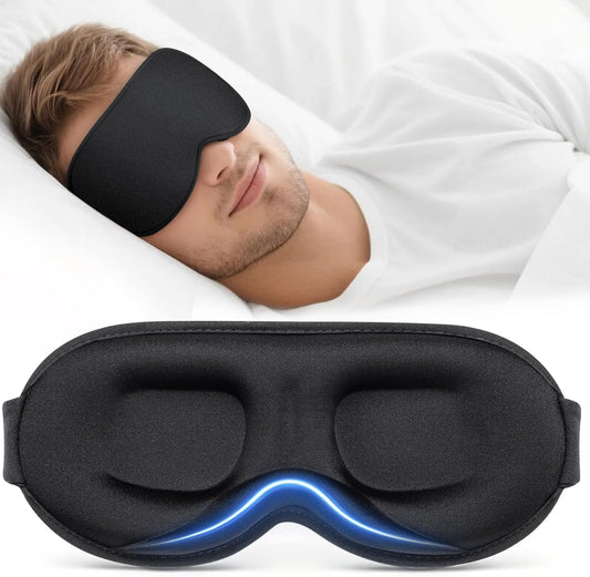 Vynix® Sleep Mask for Men Women - 100% Blackout Eye Masks for Sleep - 3D Soft Sleeping Mask for Side Sleepers - Zero Pressure Lash Extensions Eye Cover Shade for Airplane Travel Essentials, Black