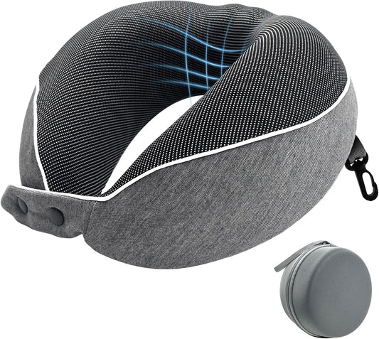 Memory Foam Travel Pillow,U-Shaped Neck Pillow for Sleeping Airplane and Car, with Portable Storage Case, Soft & Breathable, Provides Head & Neck Support
