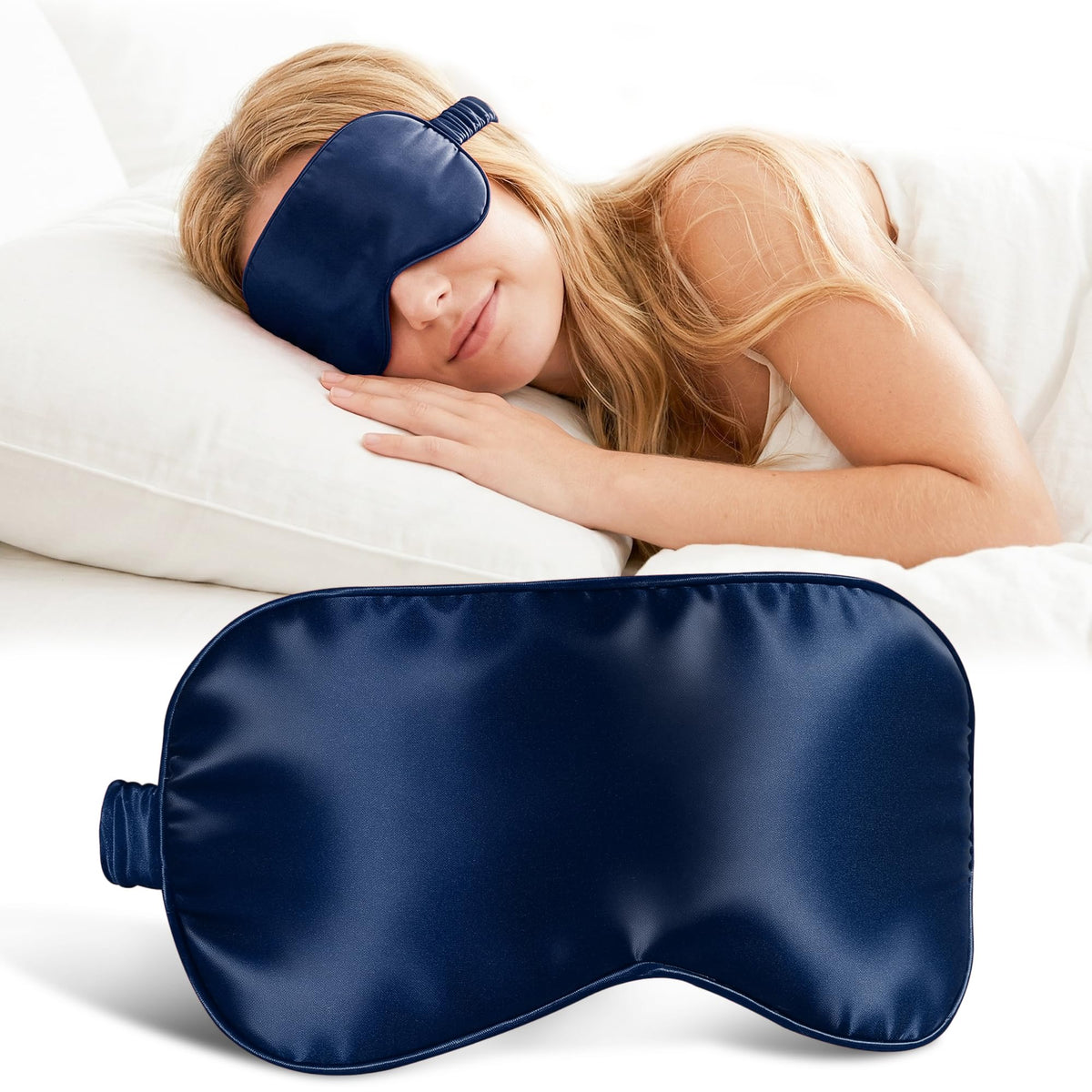 ZLYC 100% Mulberry Silk Sleep Mask Light Blocking Blindfold, Solid Beige
