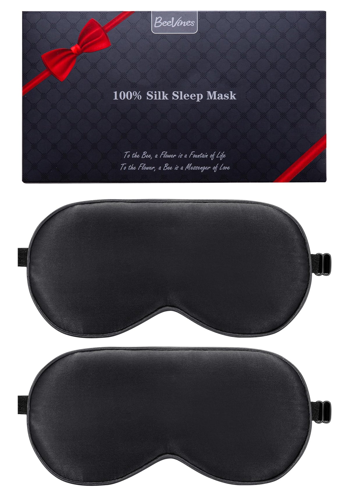 BeeVines 100% Mulberry Silk Sleep Mask, Light Blocking Eye Masks (2 Packs)