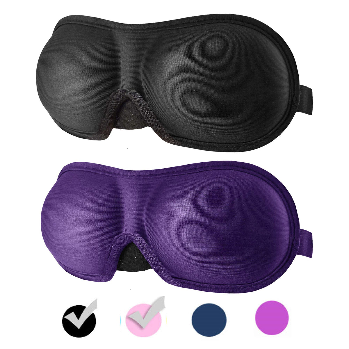 3D Eye mask for Sleeping,Machine Washable, Sleep Mask for Women, Blinder Blindfold Airplane (Black+Purple)