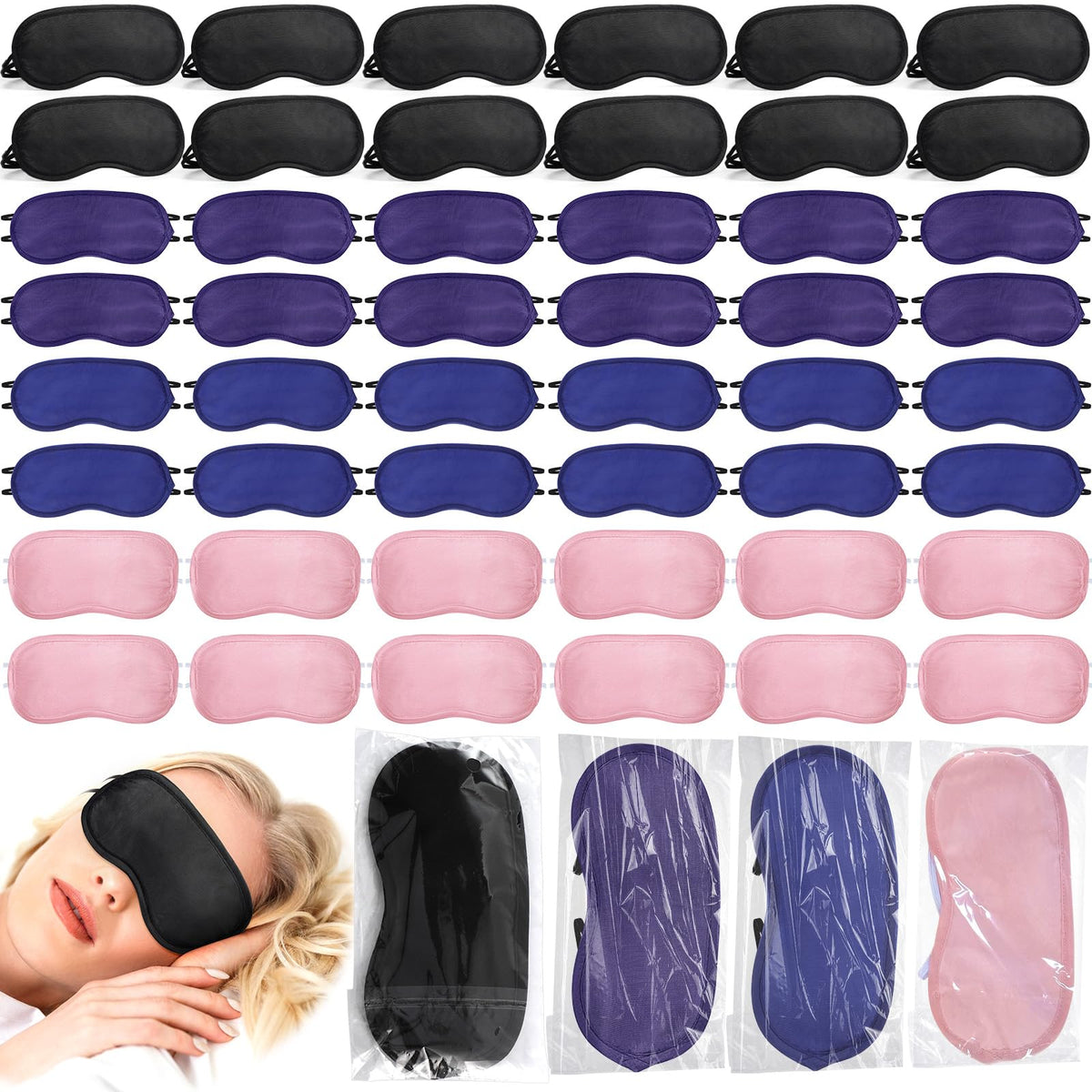 Tarpop 100 Pcs Eye Masks Adjustable Sleeping Mask, Dark Green