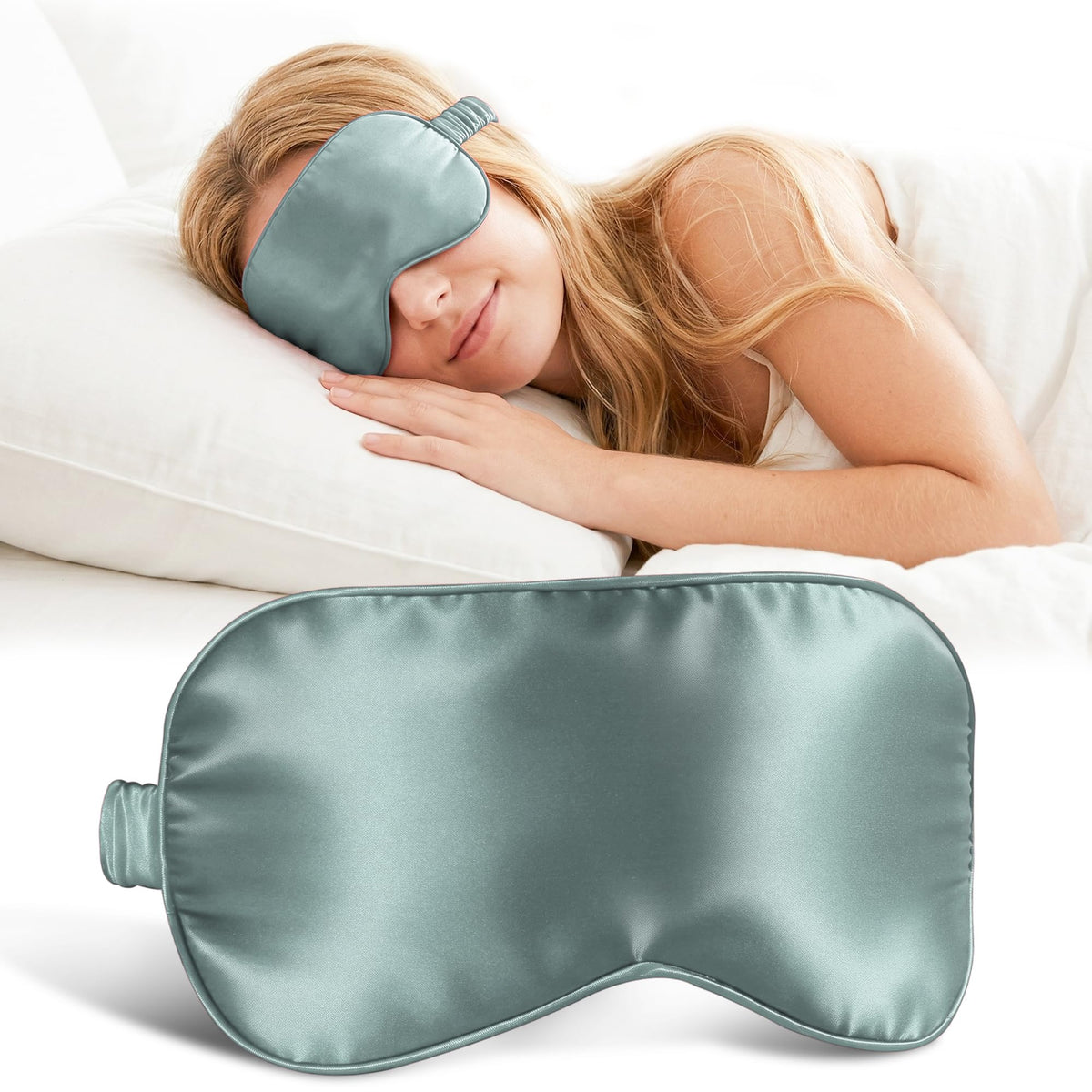 ZLYC 100% Mulberry Silk Sleep Mask Light Blocking Blindfold, Solid Beige