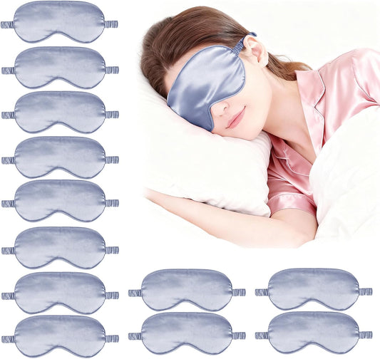 12PACK Silky Sleep Masks Satin Eye Mask Silk Eyes Cover for Sleeping Blackout Eyeshades Soft Blindfold Travel Nap Gifts