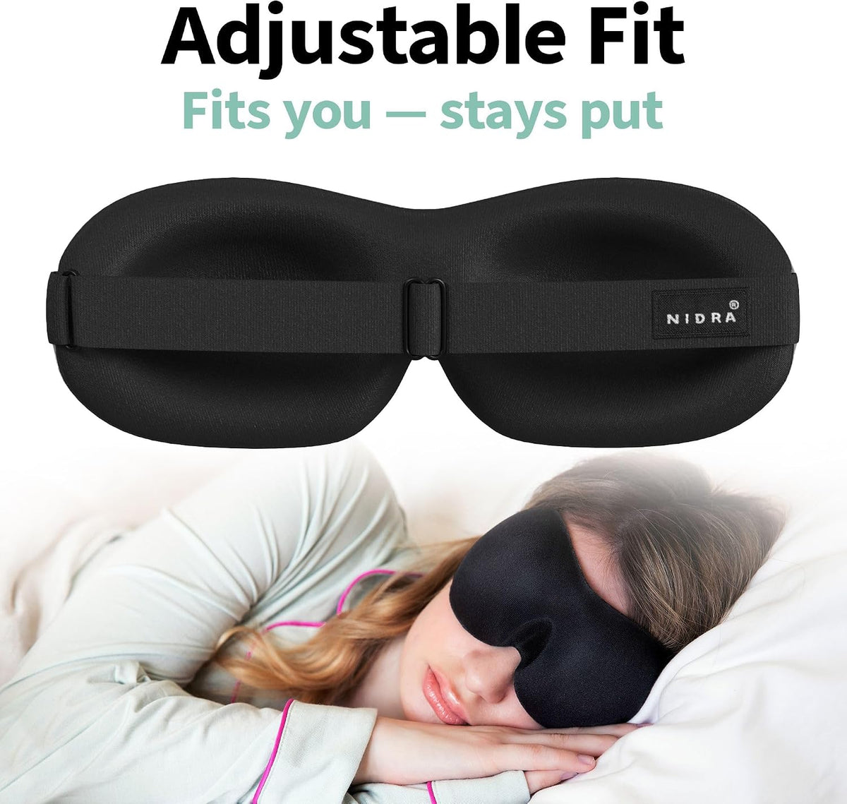 Nidra Contoured Sleep Mask - Black, Standard Size