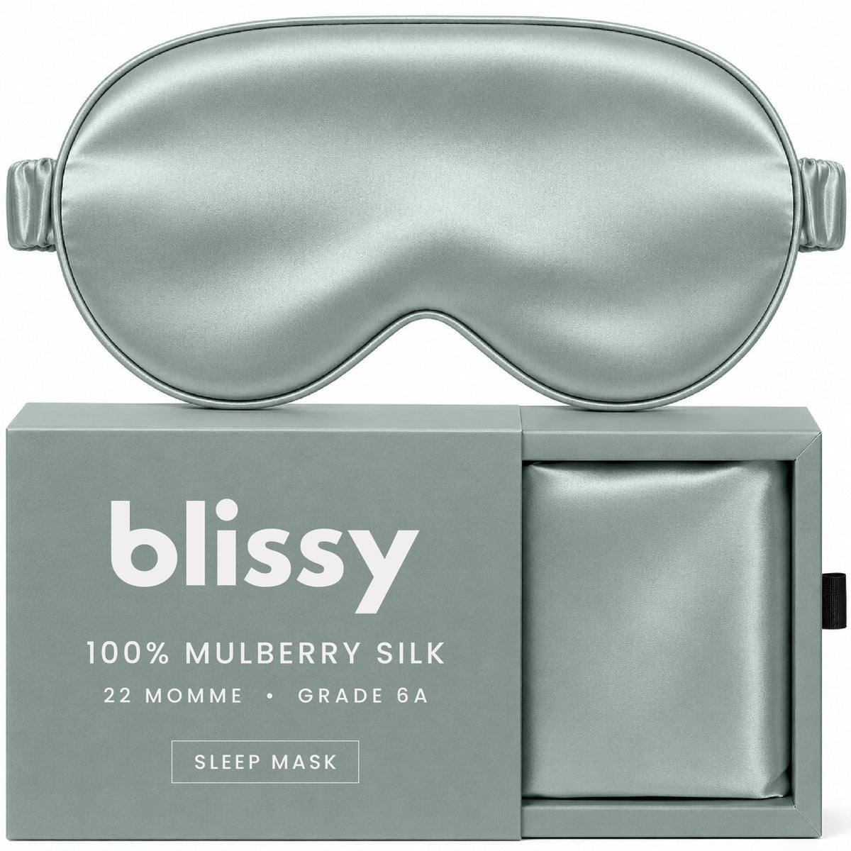 Blissy Silk Sleep Mask - Eye Sleeping Mask for Women & Men for Total Blackout - 100% Pure Mulberry Silk, 22 Momme 6a Fibers - Blindfold Sleep Mask Side Sleeper Eye Cover (Non Adjustable)