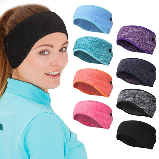 Syhood 8 Pcs Fleece Ear Warmer Headbands with Buttons Winter,Vivid Colors