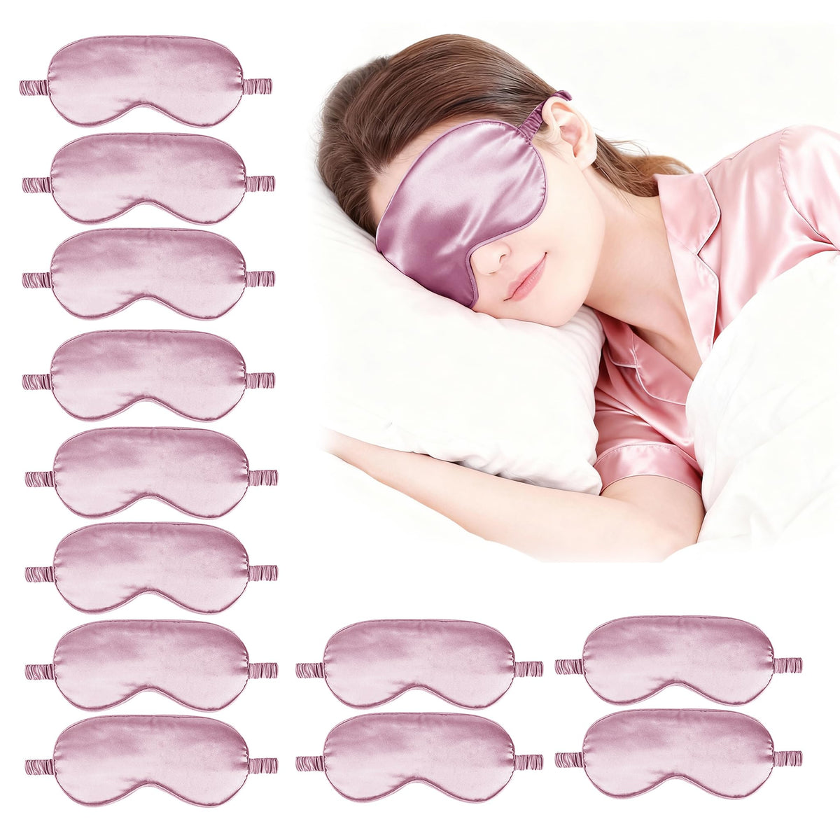12PACK Silky Sleep Masks Satin Eye Mask Silk Eyes Cover for Sleeping Blackout Eyeshades Soft Blindfold Travel Nap Gifts