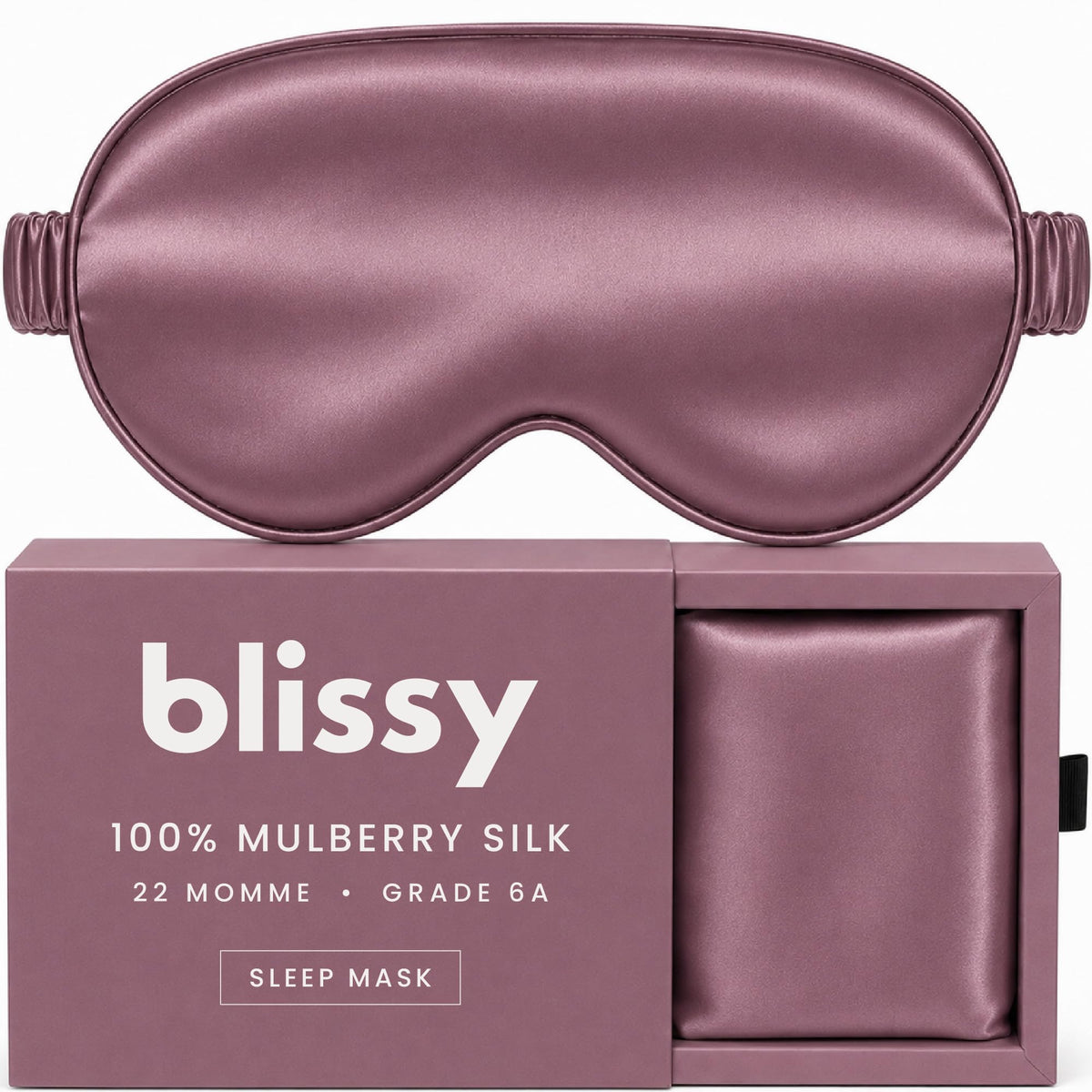 Blissy Silk Sleep Mask - Eye Sleeping Mask for Women & Men for Total Blackout - 100% Pure Mulberry Silk, 22 Momme 6a Fibers - Blindfold Sleep Mask Side Sleeper Eye Cover (Non Adjustable)