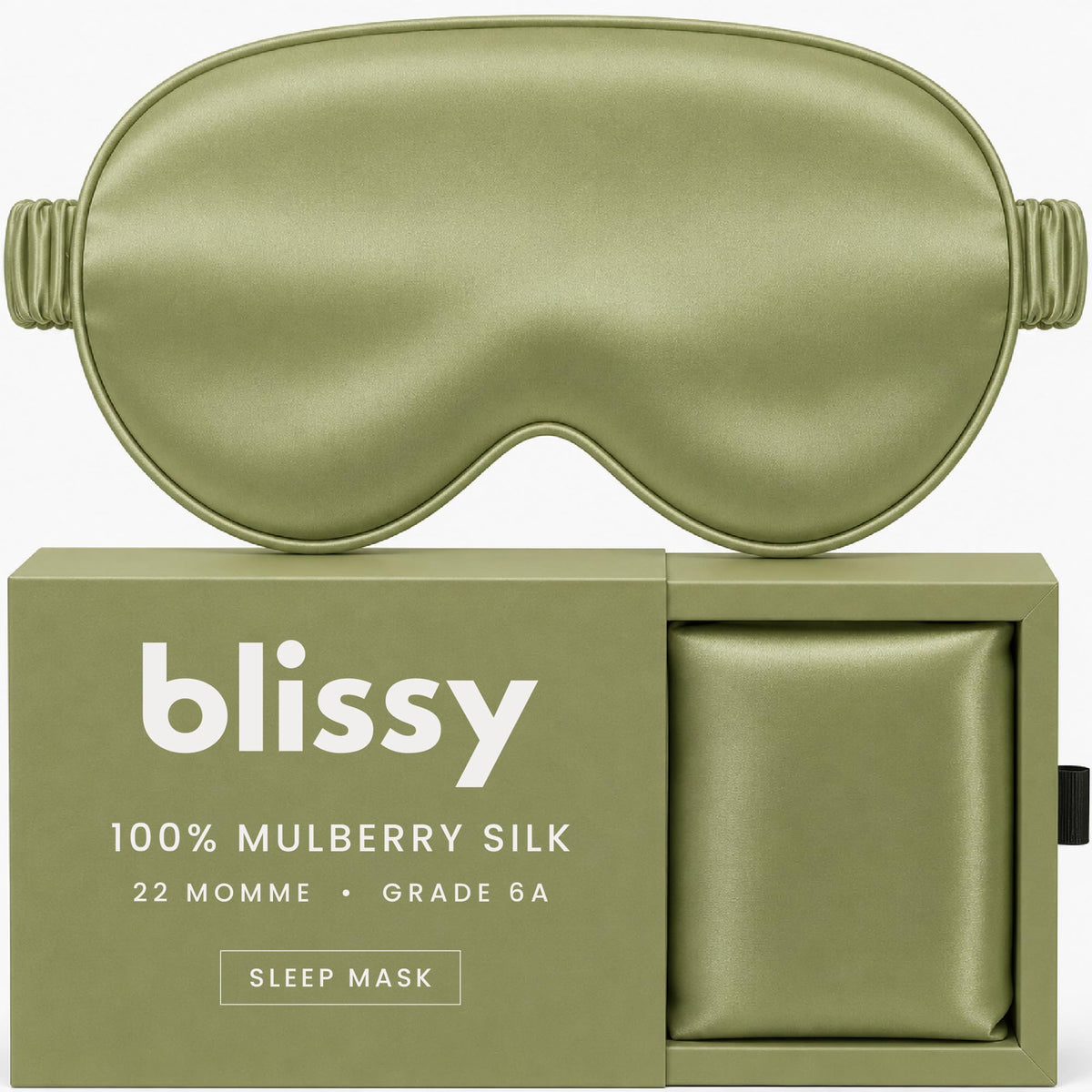 Blissy Silk Sleep Mask - Eye Sleeping Mask for Women & Men for Total Blackout - 100% Pure Mulberry Silk, 22 Momme 6a Fibers - Blindfold Sleep Mask Side Sleeper Eye Cover (Non Adjustable)