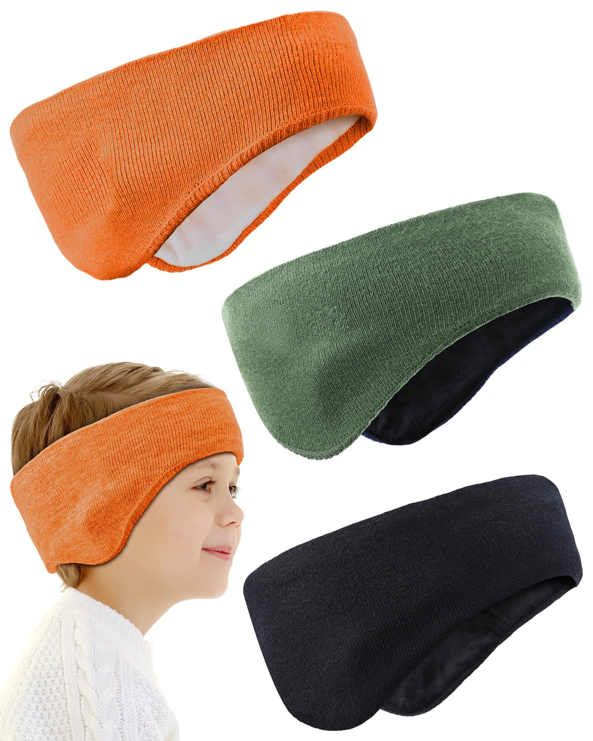 JenPen 3 Pcs Double-layer Ear Warmer Headbands for Kids