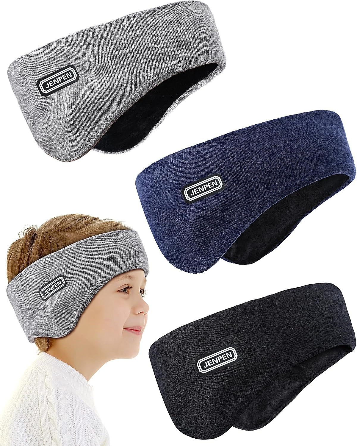 JenPen 3 Pcs Double-layer Ear Warmer Headbands for Kids