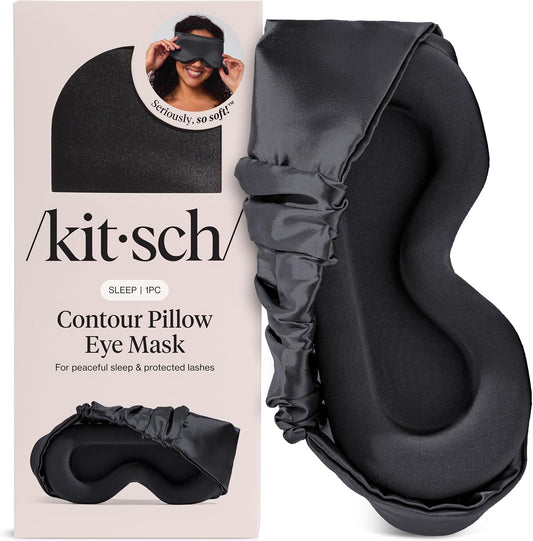 Kitsch Contour Satin Sleep Mask | Eye Masks for Sleep - Charcoal