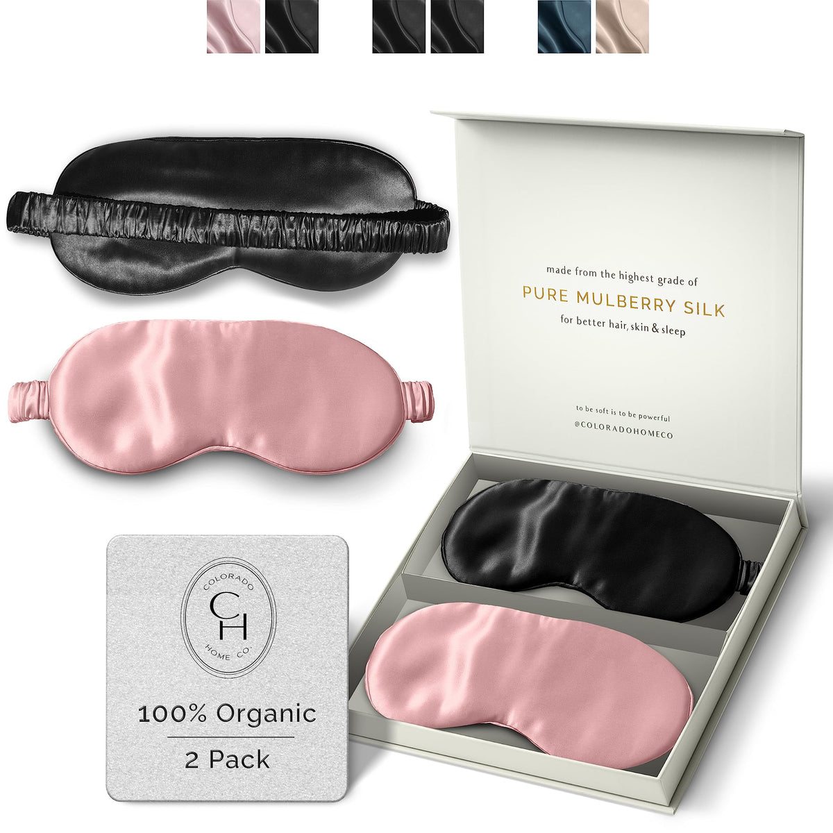 SUNDAYSILKS™ Exclusive Mulberry Silk Sleep Mask | Soft Eye Covers, Blackout Sleeping Mask for Women & Men | Silk Eye Mask for Sleep, Travel, and Relaxation | Antifaz para Dormir [Midnight Black]
