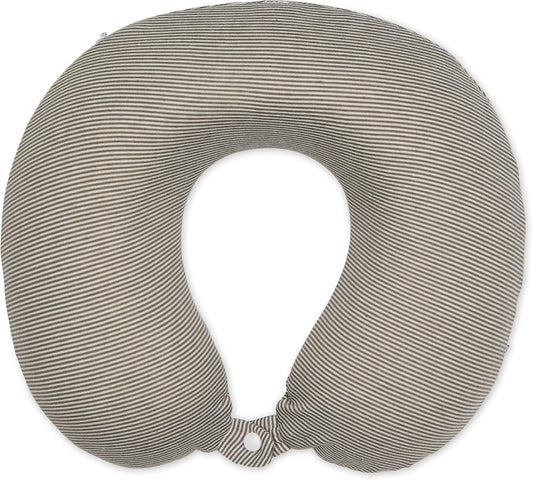 Bucky Jersey Stripe Comfort Travel Accessories, Memory Foam Neck Pillow, Taupe, One Size