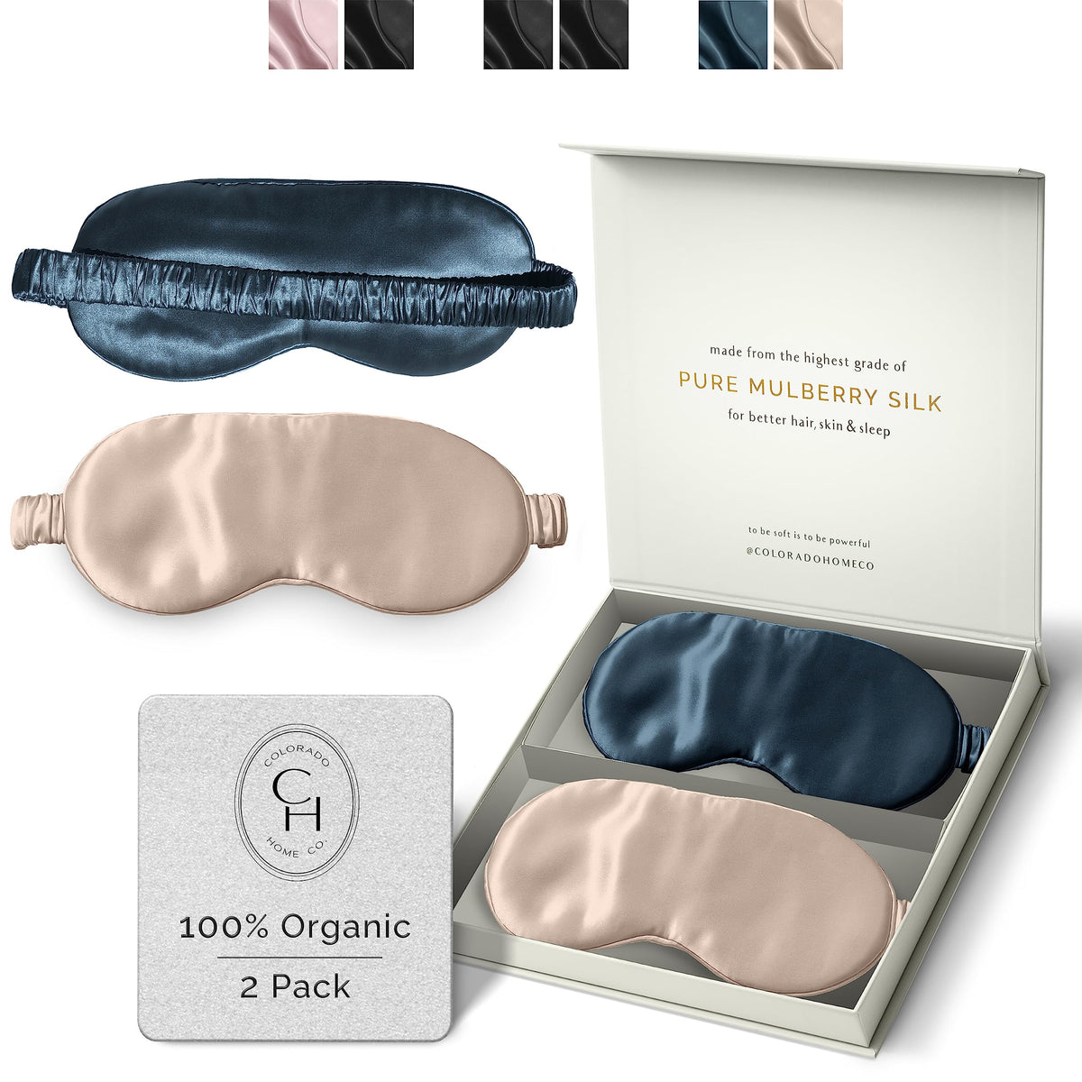 SUNDAYSILKS™ Exclusive Mulberry Silk Sleep Mask | Soft Eye Covers, Blackout Sleeping Mask for Women & Men | Silk Eye Mask for Sleep, Travel, and Relaxation | Antifaz para Dormir [Midnight Black]